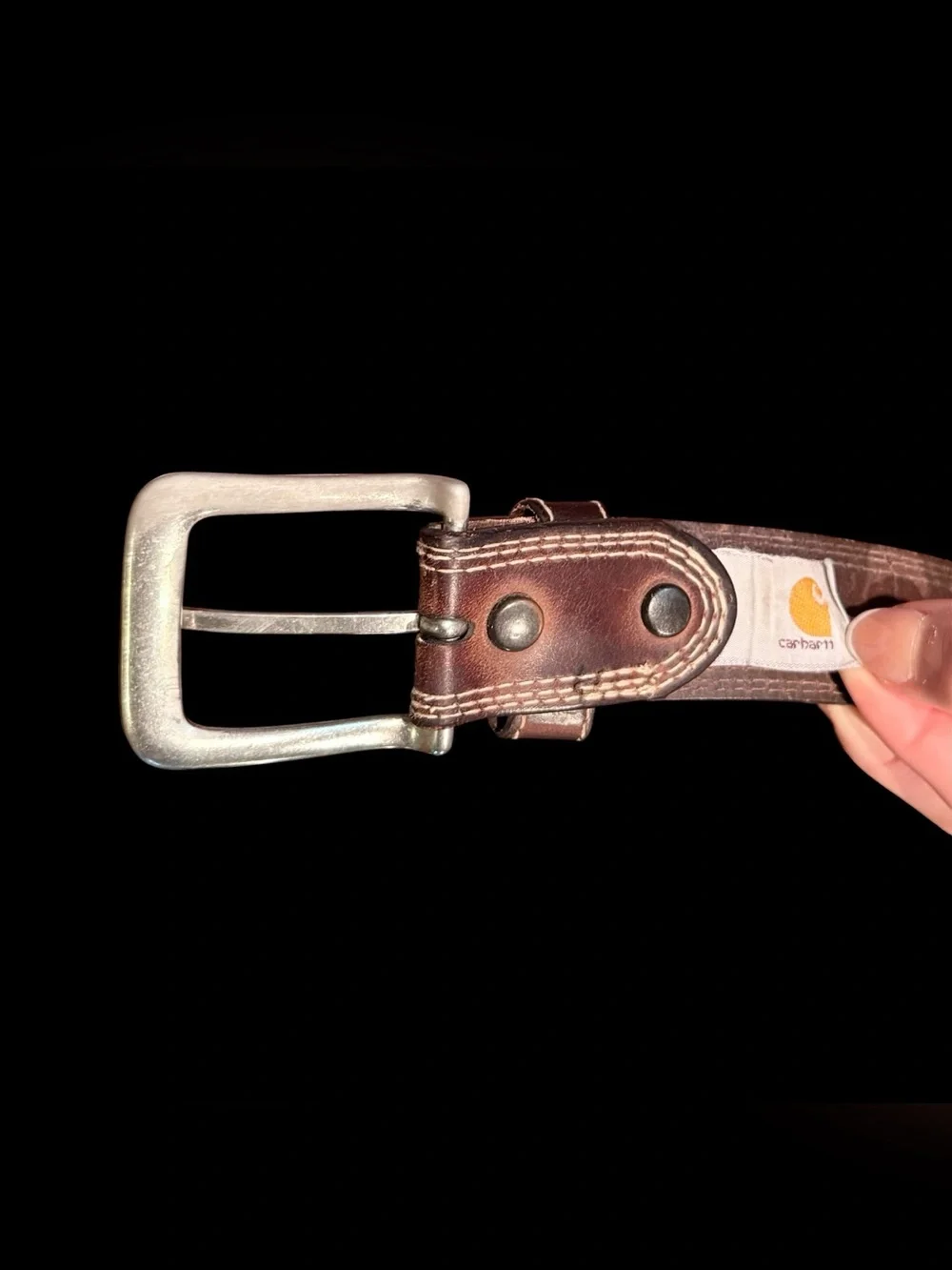 Carhartt Men’s Brown Belt Size 48 1.5in Buckle Logo Adjustable Solid